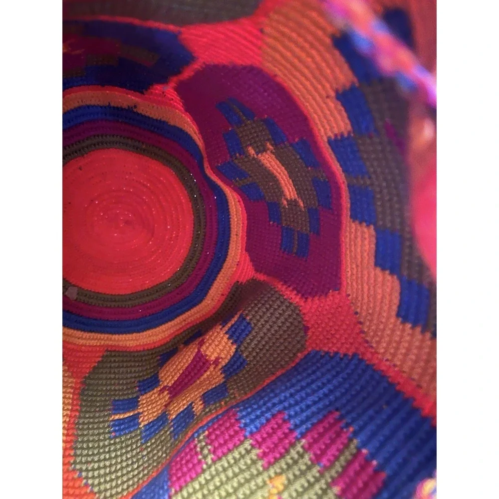 New 100% Wayuu Colombian Mochila Bucket Bag Handmade Multicolor